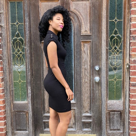 Cache Mini Black Bodycon Dress - Picture 3 of 8